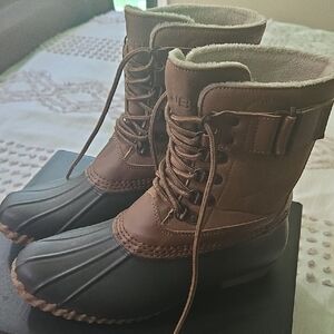 Brown and Black Lace-Up Boots